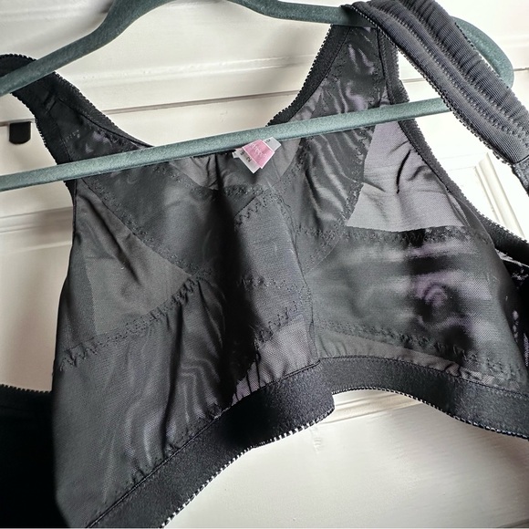 Full Figure Women’s Bra 46DD Black Lace Mesh Wireless Posture Support 2 Row Hook - Picture 6 of 11